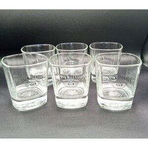 Jack Daniels Whiskey Low Ball Glass Lot of 6 Old No. 7 Brand 3 Inch Bar Glasses